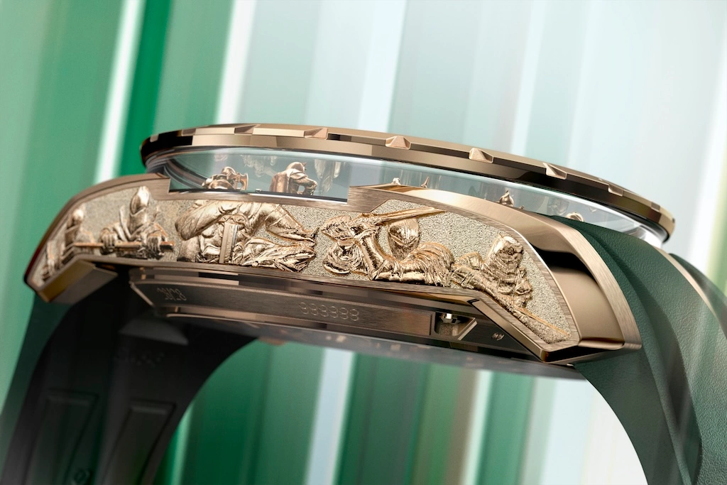 Roger Dubuis closes its Merlin trilogy with the Excalibur Metamorph Merlin, a 28-piece pink gold showpiece with a sculpted forest dial and a hand-engraved case.