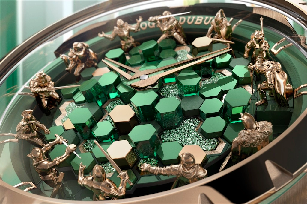 Roger Dubuis closes its Merlin trilogy with the Excalibur Metamorph Merlin, a 28-piece pink gold showpiece with a sculpted forest dial and a hand-engraved case.