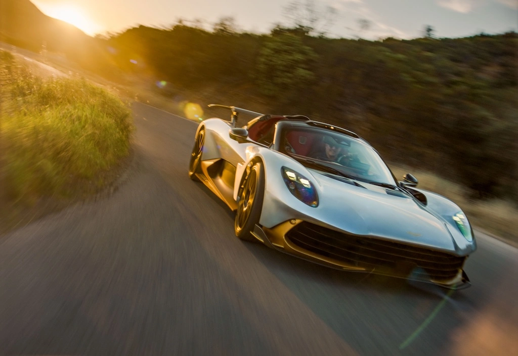 A V8 right behind your head and nothing but sky above. Meet the Aston Martin Valhalla Spider