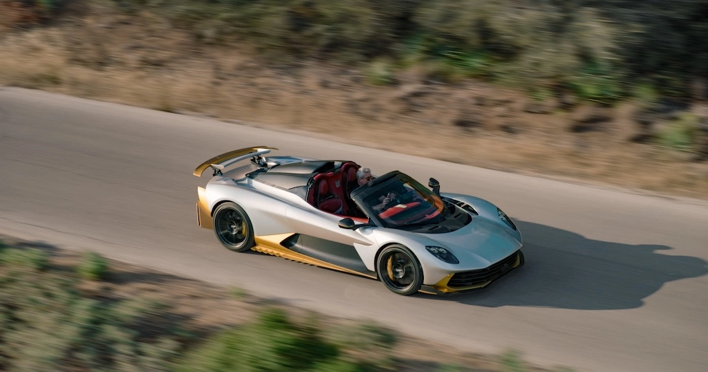 A V8 right behind your head and nothing but sky above. Meet the Aston Martin Valhalla Spider