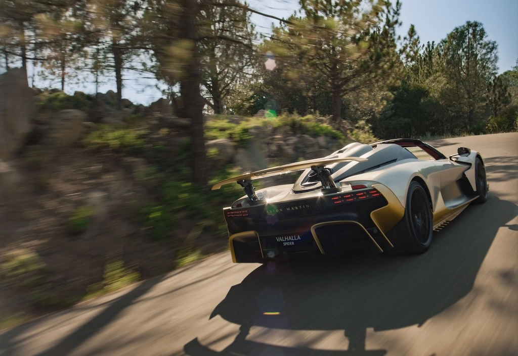 A V8 right behind your head and nothing but sky above. Meet the Aston Martin Valhalla Spider