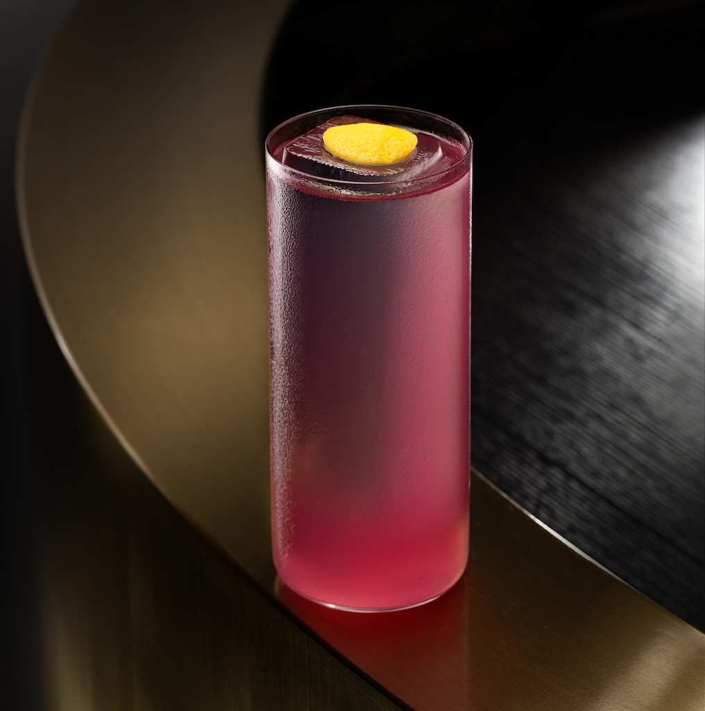Purple & Tonic cocktail with 168-hour fermented purple pickle juice, W Macau